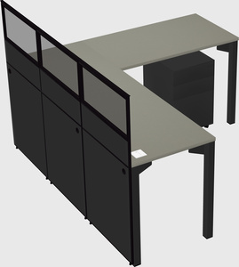 Shared l-shaped cubicle