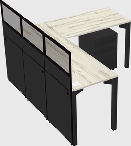 Shared l-shaped cubicle