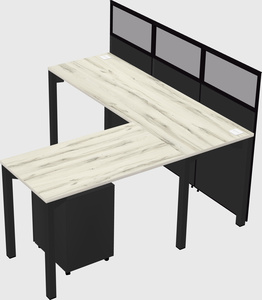 Shared l-shaped cubicle