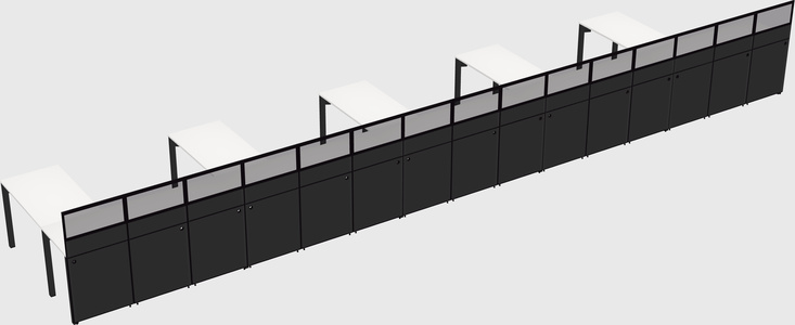 Shared l-shaped cubicle