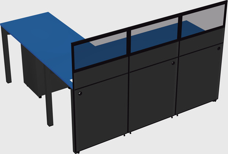 Shared l-shaped cubicle