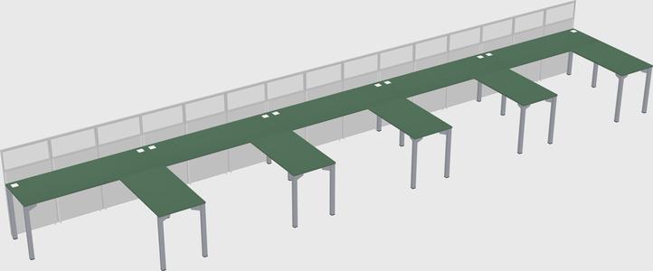 Shared l-shaped cubicle