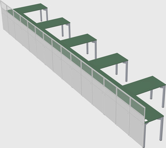 Shared l-shaped cubicle