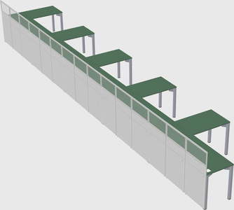 Shared l-shaped cubicle