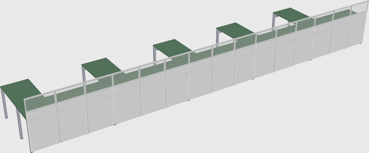 Shared l-shaped cubicle