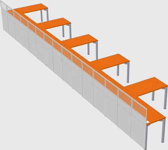 Shared l-shaped cubicle