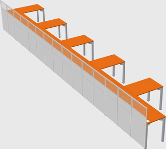 Shared l-shaped cubicle