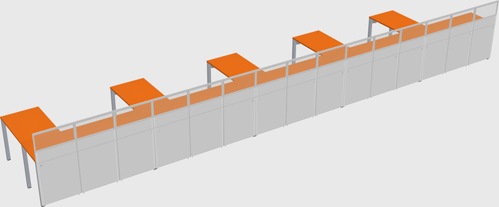 Shared l-shaped cubicle