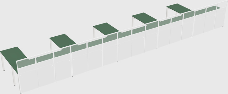 Shared l-shaped cubicle