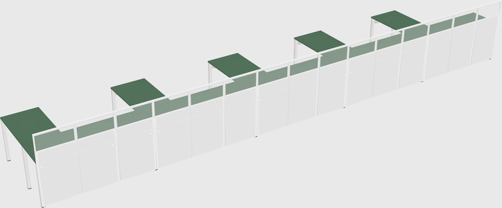 Shared l-shaped cubicle