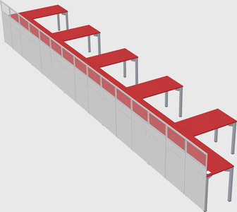 Shared l-shaped cubicle