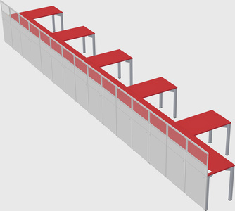 Shared l-shaped cubicle