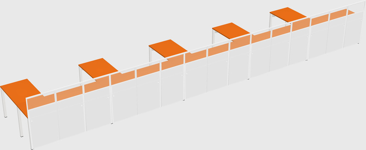 Shared l-shaped cubicle