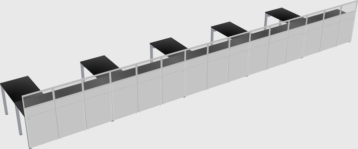 Shared l-shaped cubicle