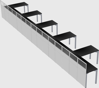 Shared l-shaped cubicle
