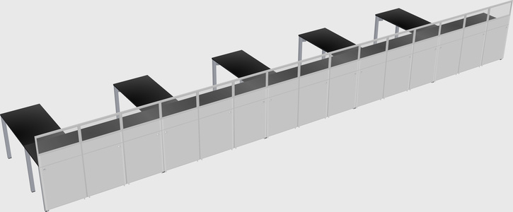 Shared l-shaped cubicle
