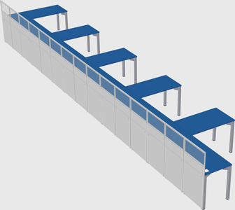 Shared l-shaped cubicle