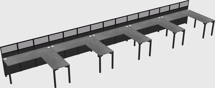 Shared l-shaped cubicle