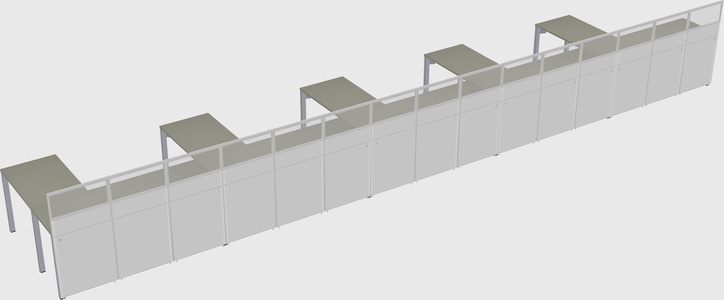 Shared l-shaped cubicle