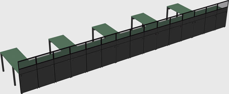 Shared l-shaped cubicle