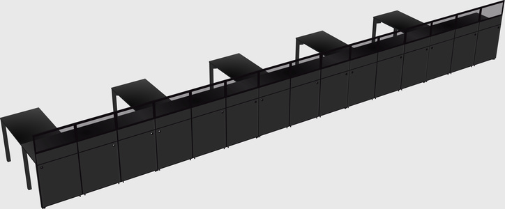 Shared l-shaped cubicle