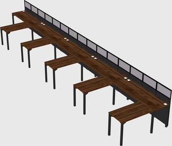 Shared l-shaped cubicle