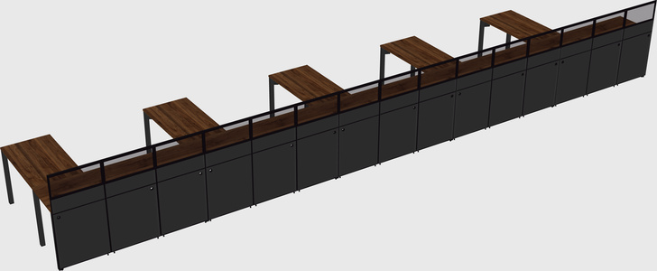 Shared l-shaped cubicle