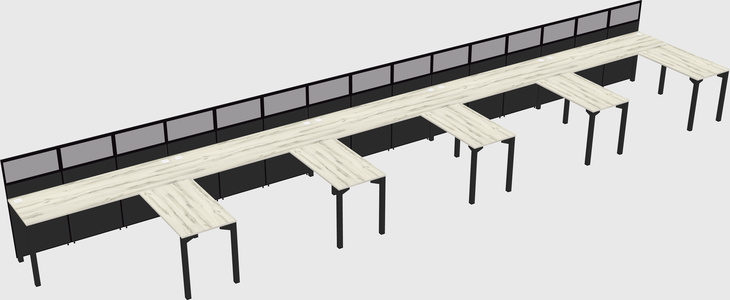 Shared l-shaped cubicle