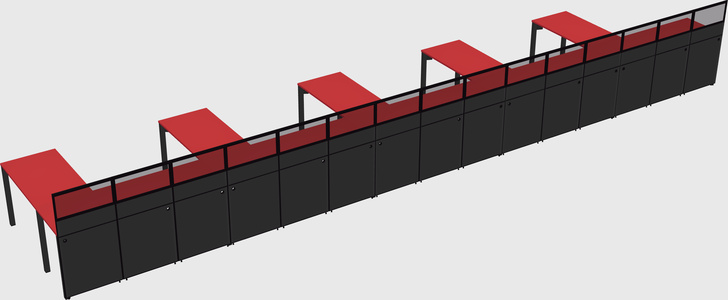 Shared l-shaped cubicle