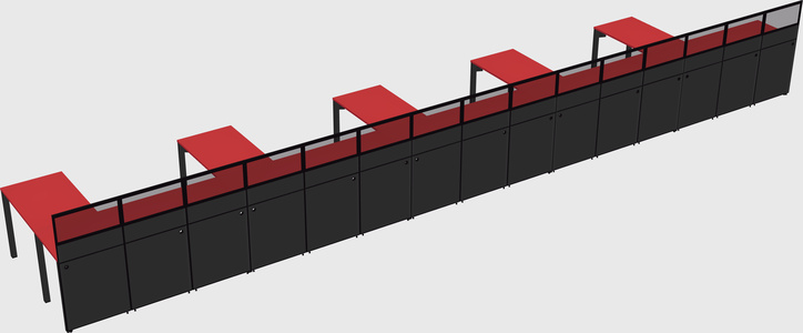 Shared l-shaped cubicle