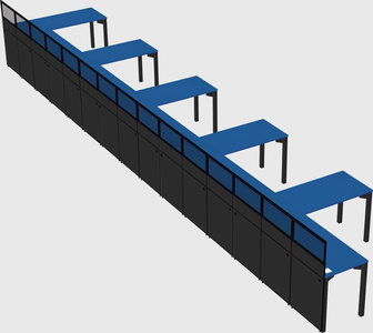 Shared l-shaped cubicle