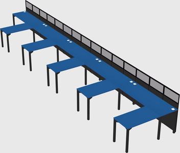 Shared l-shaped cubicle