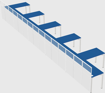 Shared l-shaped cubicle