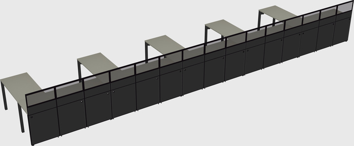 Shared l-shaped cubicle