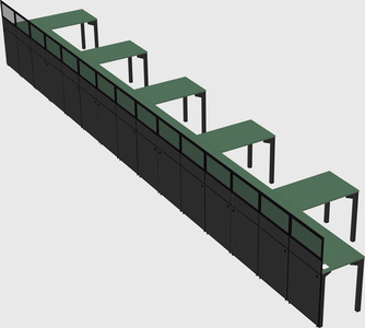 Shared l-shaped cubicle