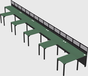 Shared l-shaped cubicle