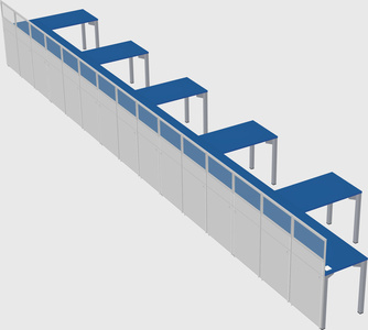 Shared l-shaped cubicle
