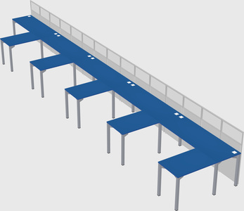 Shared l-shaped cubicle
