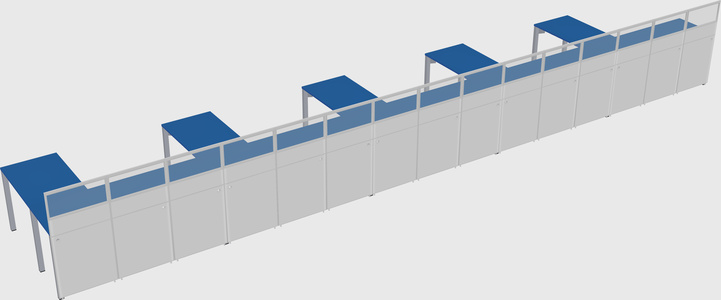 Shared l-shaped cubicle
