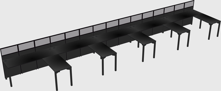 Shared l-shaped cubicle