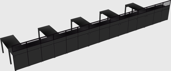 Shared l-shaped cubicle