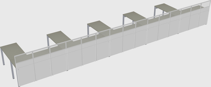 Shared l-shaped cubicle