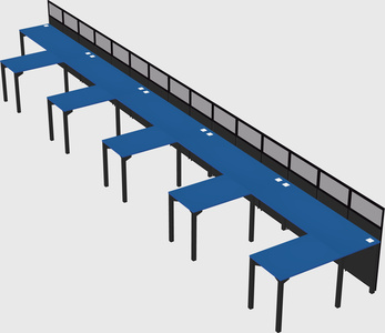 Shared l-shaped cubicle