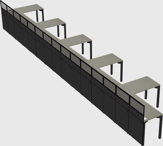 Shared l-shaped cubicle
