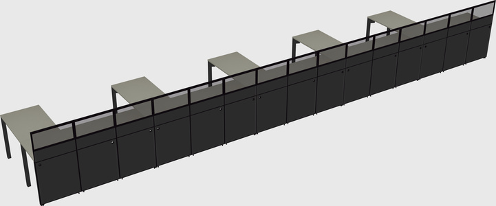 Shared l-shaped cubicle