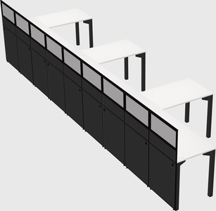 Shared l-shaped cubicle