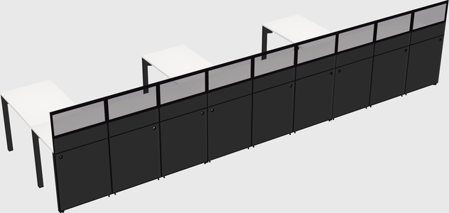 Shared l-shaped cubicle