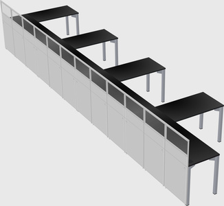 Shared l-shaped cubicle