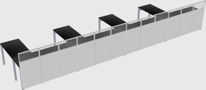 Shared l-shaped cubicle