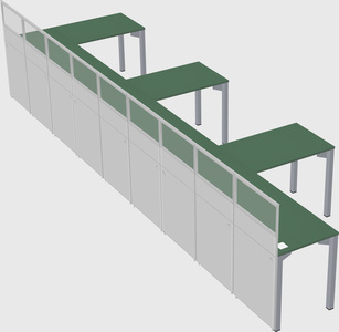 Shared l-shaped cubicle